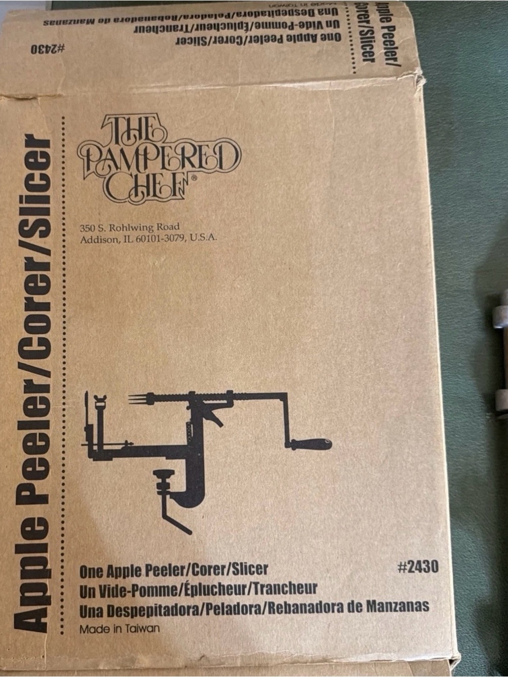 Pampered Chef Apple Peeler Corer Slicer 2430 Clamp & Box Complete with  manual